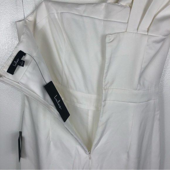 Lulus Eternal Vow Ivory One-Shoulder Sleeveless Bow-Front Jumpsuit Size Large - Picture 7 of 12